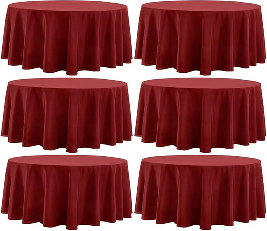 Round Tablecloth 120 Inch Tablecloth 6 Pack Red Table Cloths Washable by AOCOZHomeLifeMuseum