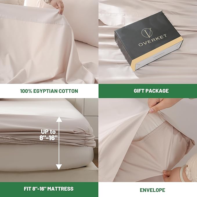 Egyptian Cotton Sheets Full Size 4PCS 1000 Thread Count Sateen Weave Soft - Image 4