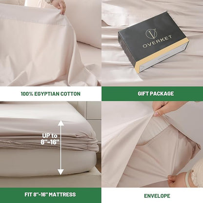 1000 Thread Count Egyptian Cotton Sheets Queen Size Set 4PCS Sateen Weave Soft - Image 4