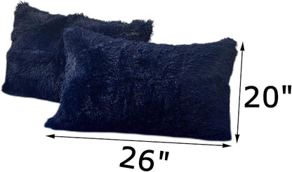 MorroMorn Decorative Pillows Covers, 2 Packs Faux Fur Pillow Cases Standard Size - Image 2