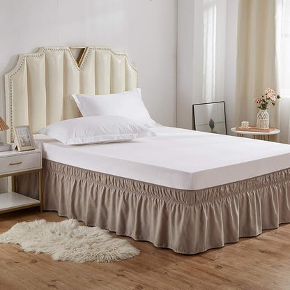 MEILA Wrap Around Bed Skirt Three Fabric Sides Elastic Dust Ruffled 24 Inch - Image 2