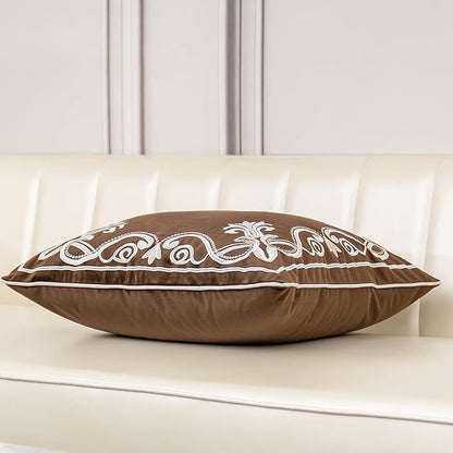 Aeckself European Floral Pillow Cover 20x20 Inch, Luxury Velvet Embroidered - Image 4