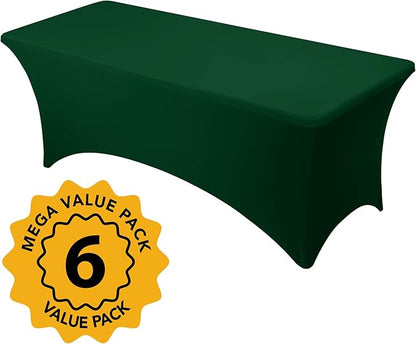 6-Pack Premium Hunter Green Spandex Tablecloths - Image 2