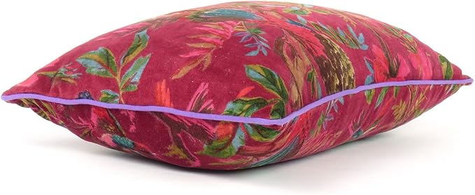 Eyes of India Velvet Floral Flower Bird Throw Pillow Sofa Cushion Cover Case - Image 4