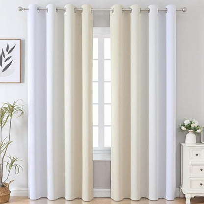 Estelar Textiler Ombre Greyish White and Beige Blackout Curtains & Drapes 96 - Image 2
