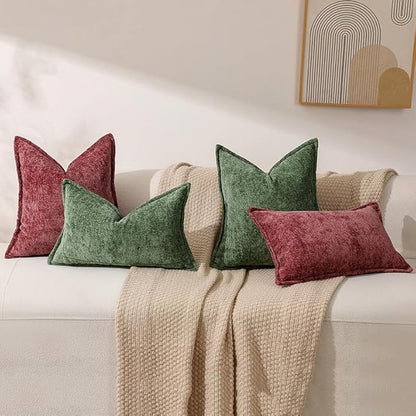 Pack of 2 Christmas Burgundy Fall Decorative Throw Pillow Covers 24x24 Cozy - Image 5