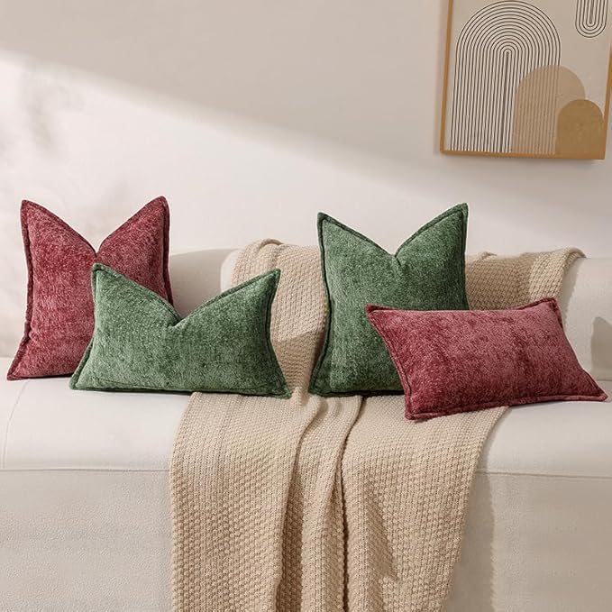 Pack of 2 Forest Green Christmas Decorative Throw Pillow Covers 16x16 Cozy Soft - Image 5
