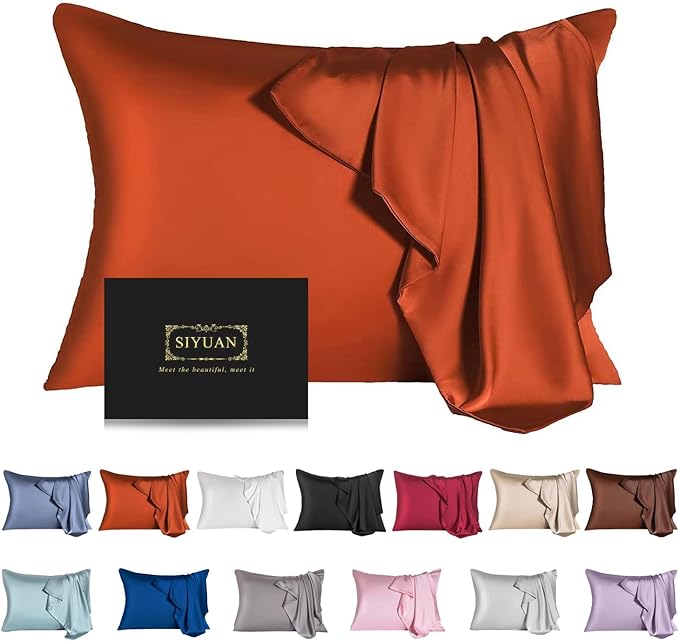 Mulberry Silk Pillowcase for Hair and Skin, Standard Size Cooling Silk Pillow by SIYUAN