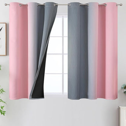 Estelar Textiler Pink and Grey Blackout Curtains 54 Inch Length, Light Blocking by ESTELARTEXTILER