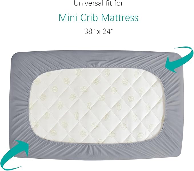 Mini Crib Mattress Protector Sheets Fitted Waterproof Mini Crib Mattress - Image 2