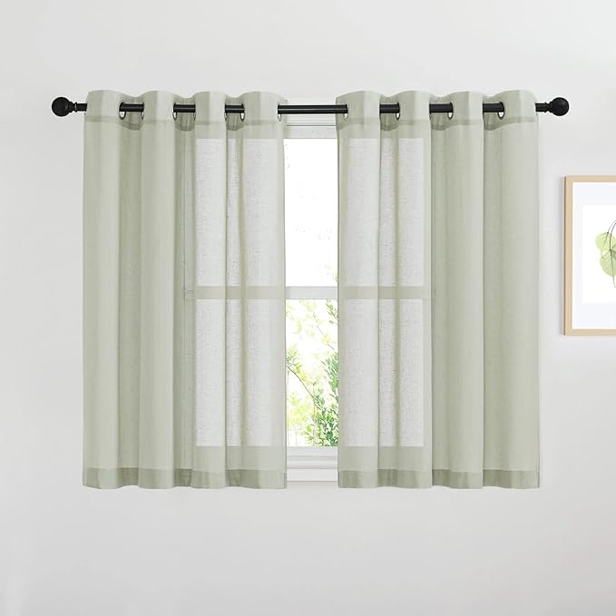 NICETOWN Sheer Linen Burlab Curtains & Drapes, Grommet Top Casual by NICETOWN