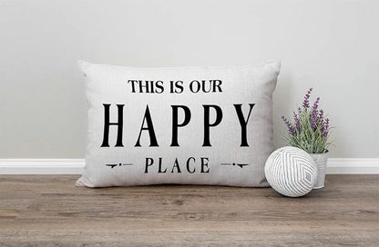 Pillow Covers with This is Our Happy Place Quotes 12" x 20" Lumbar Pillow - Image 4