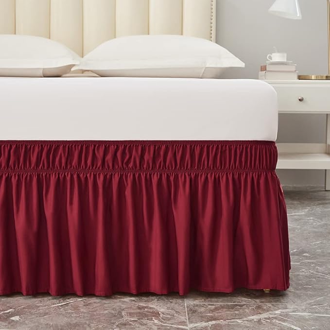 MEILA Wrap Around Bed Skirt Three Fabric Sides Elastic Dust Ruffled 24 Inch - Image 2