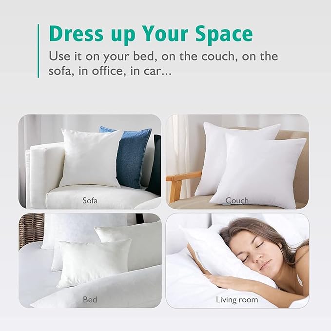 APSMILE 22x22 Down Feather Throw Pillow Inserts 2 Pack - Image 8