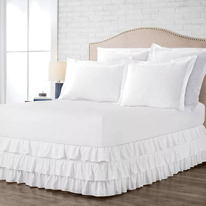Multi-Ruffle Bed Skirt, Soft Multi Elastic Dust Ruffles by Unknown
