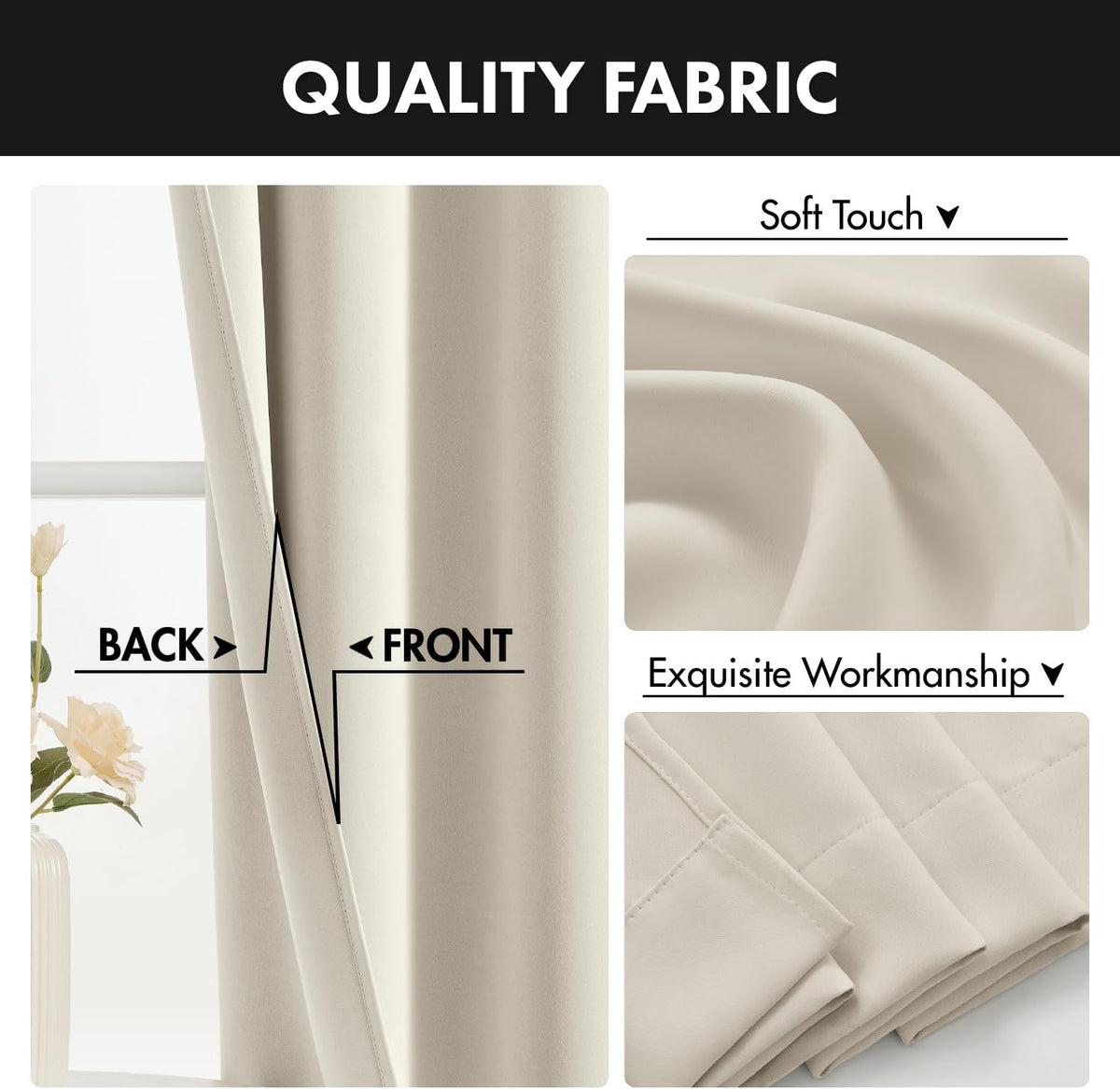 miulee cream beige room darkening bedroom curtains 63 on a desk or shelf