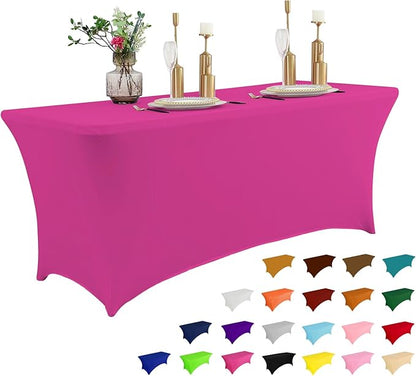 IVAPUPU 4FT Table Cloth for Rectangular Fitted Events Stretch Fuchsia Table by IVAPUPU
