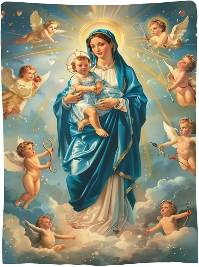 Virgin Mary Blanket Our Lady of Guadalupe Throw Blanket Flannel Stuff Merch - Image 9