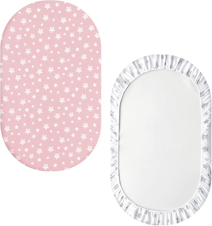 Bassinet Sheets Set 4 Pack for Baby Girl, Universal Fit for Oval, Hourglass and - Image 6