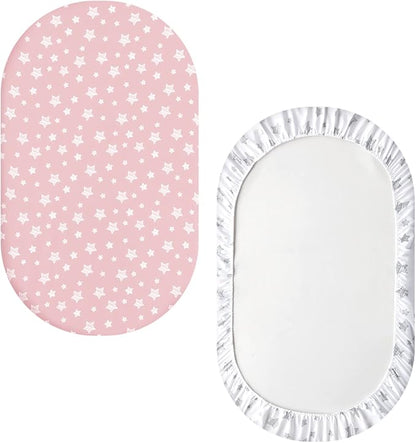 Bassinet Sheets Set 4 Pack for Baby Girl, Universal Fit for Oval, Hourglass and - Image 6