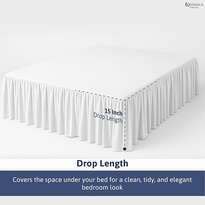 KRISHNA Ruffled Bed Skirt with Split Corners King, 100% Microfiber Hotel Quality - Image 4