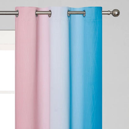 Estelar Textiler Pink and Blue Curtains 63 Inch Length 2 Panels, Ombre Total - Image 4
