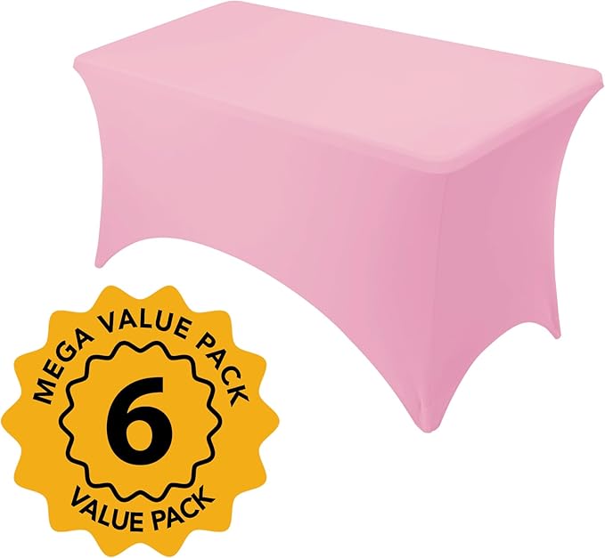 6-Pack Premium Pink Spandex Tablecloths - Image 2