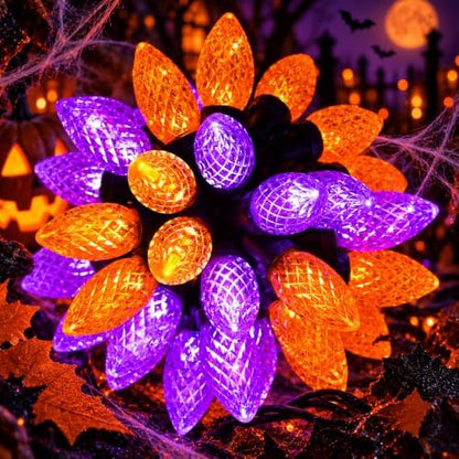 Connectable 2PK C9 Orange Purple Halloween String Light Plug in 86FT 100LED