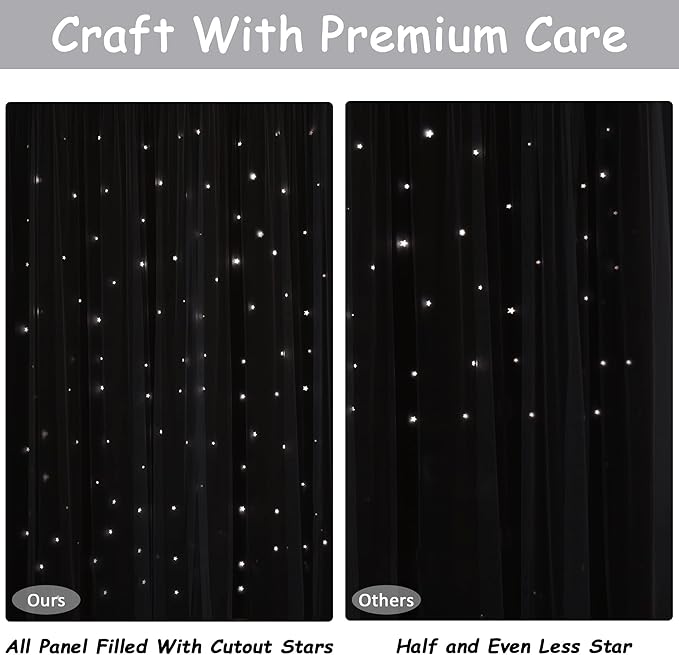 Kinryb Star Kids Blackout Curtains Kids Nursery Star Curtains Double Layer - Image 6