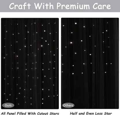 Kinryb Star Kids Blackout Curtains Kids Nursery Star Curtains Double Layer - Image 6