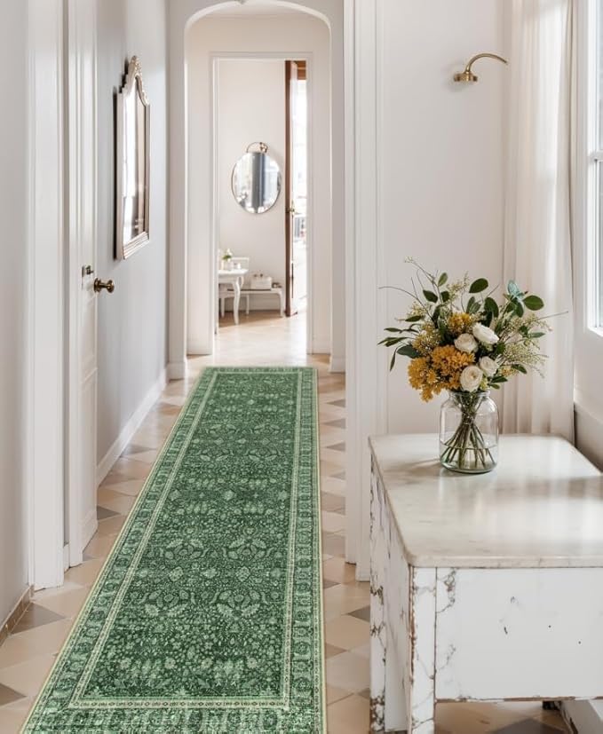 Lahome Vintage 2'6''x10' Green Washable Runners - Image 2
