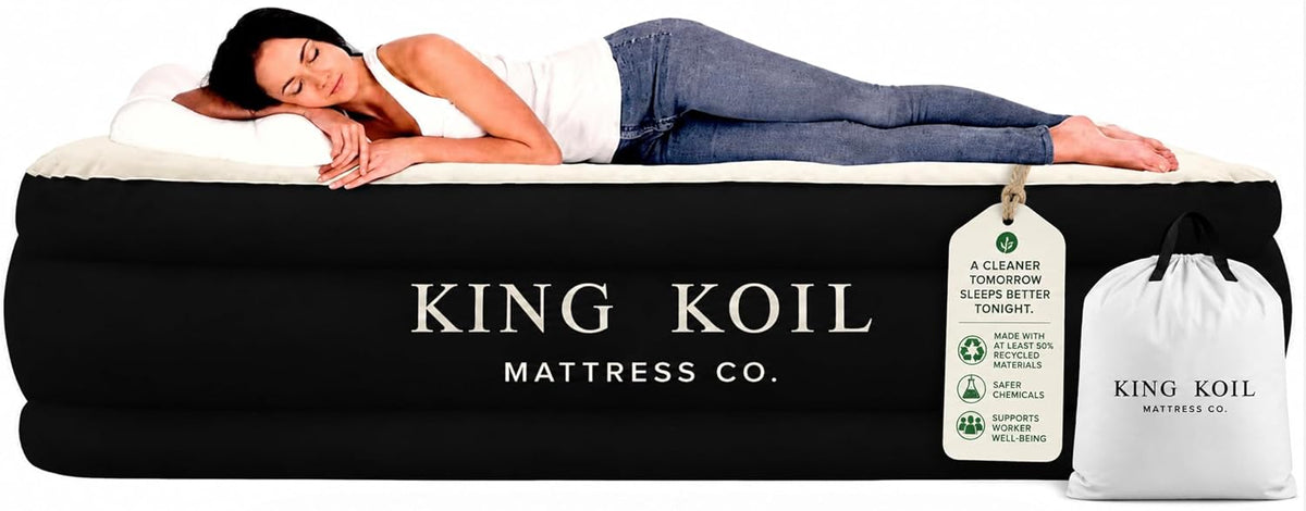 king koil california king air mattress with built-in, front angle view