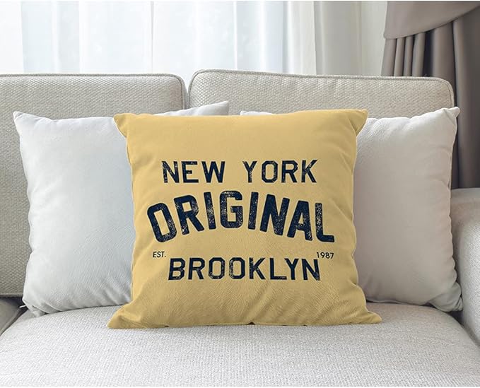 Moslion Original Lettering New York Brooklyn Vintage Throw Pillow Covers - Image 3