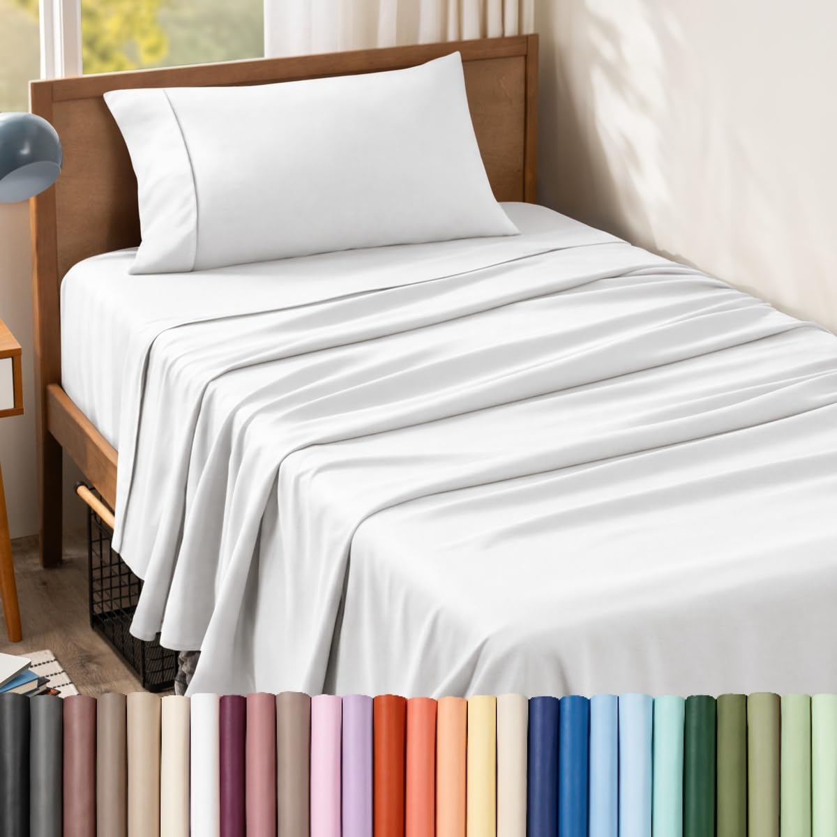 bare home twin sheet set - 1800 ultra-soft, main product view