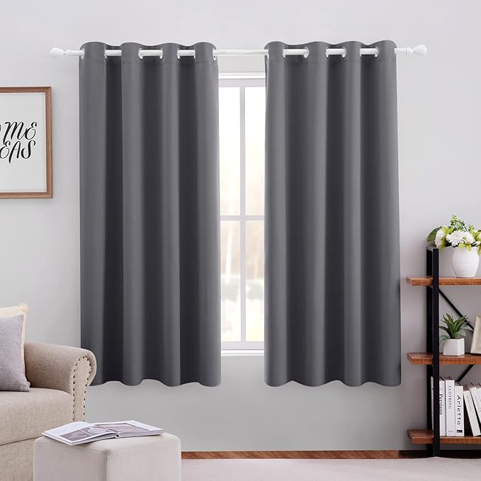HOMEIDEAS Grey/Gray Blackout Curtains 52 X 63 Inch 2 Panels Room Darkening by HOMEIDEAS