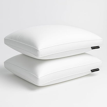 Hotel Grand Goose Feather Down Fiber Pillows King Size Set of 2, 100% Cotton by Unknown
