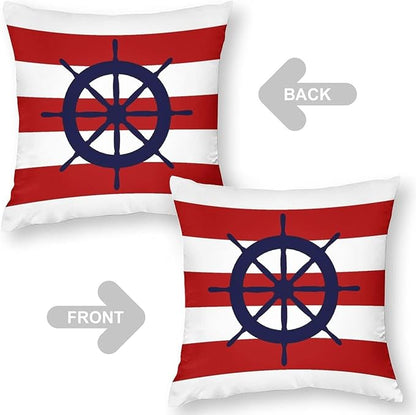 Myshe Square Steering Wheel On Red Stripes Throw Pillow Cover Decorative - Image 4