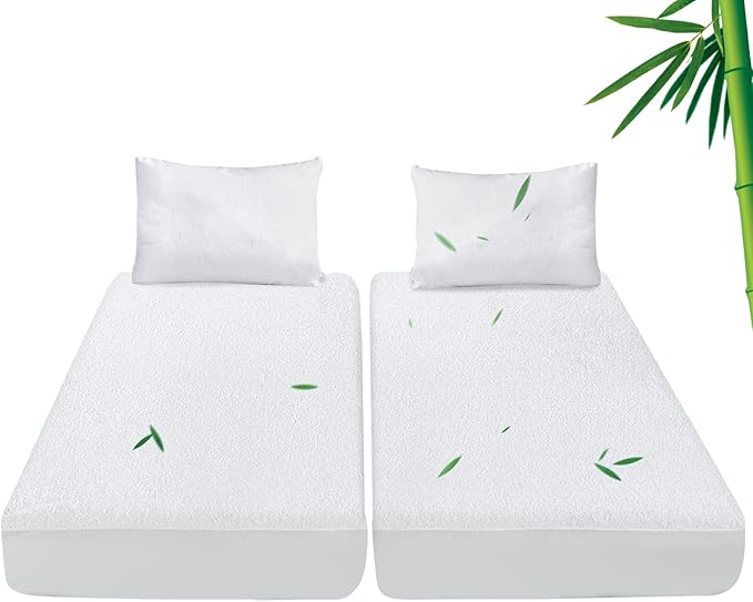 Split King Size Mattress Protector Waterproof, Smooth Top Mattress Protector by Moonsea