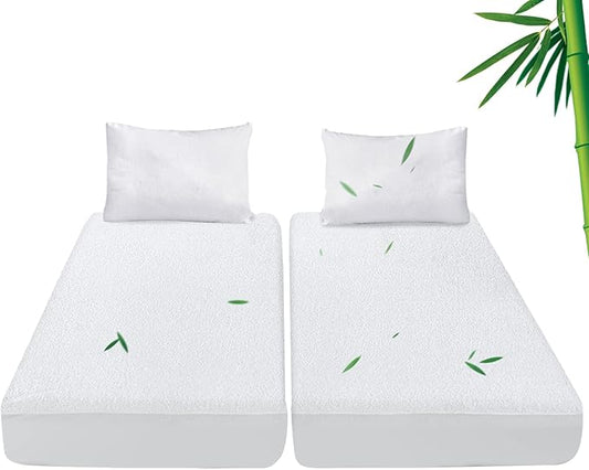 Split King Size Mattress Protector Waterproof, Smooth Top Mattress Protector by Moonsea