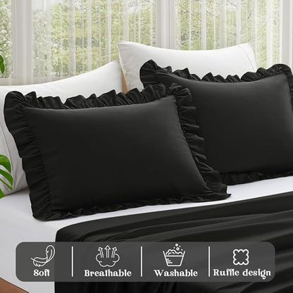 KKJIAF Ruffle Pillow Cases Standard Size Set of 2, Ruffled Pillow Covers - Image 4