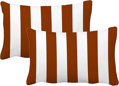 Leaveland Burnt Orange and White Stripe Set of 2 12x20 Inch Throw Pillow Cover - Image 5