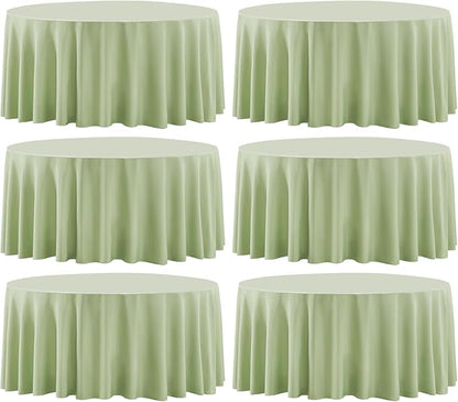Round Tablecloth 132 Inch 6 Pack Sage Green Tablecloths Washable Decorative by AOCOZHomeLifeMuseum
