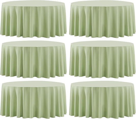 Round Tablecloth 120 Inch 6 Pack Sage Green Tablecloths Washable Decorative by AOCOZHomeLifeMuseum