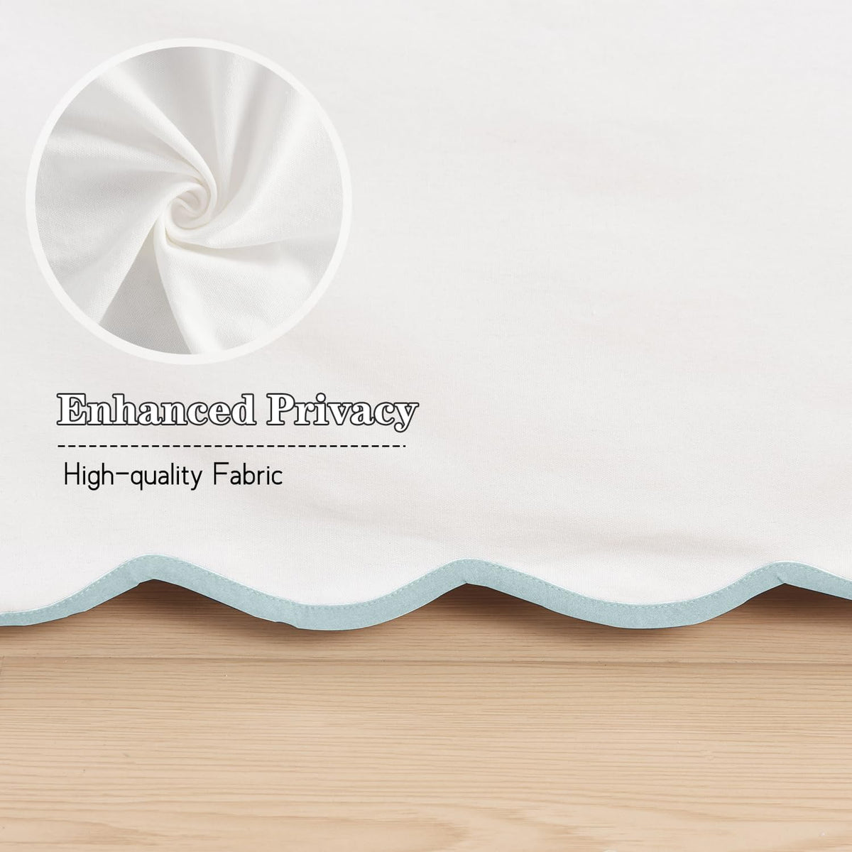 hig chic 14'' queen bedskirts scallop edge pleated, close-up detail