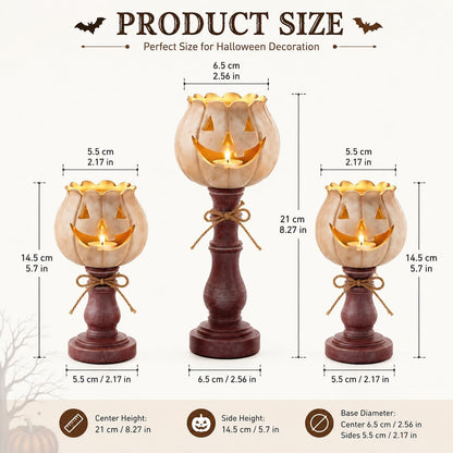 3PCS Pumpkin Tealight Candle Holder Set, Fall Decor, Halloween Party