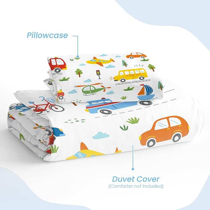 SANDJEST Transportation Duvet Cover Sets Twin Size - Image 4