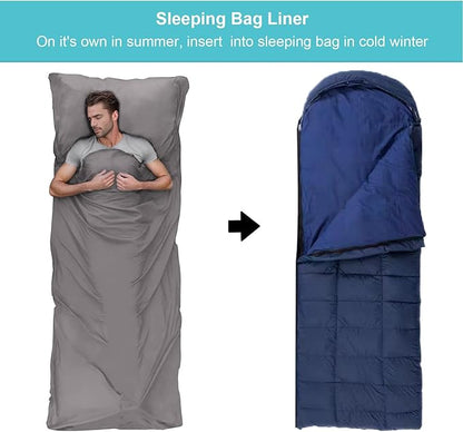 Sleeping Bag Liner, Travel Sheet & Adult Sleep Sack, Camping Sheets Travel - Image 3
