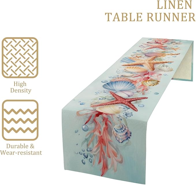 Ocean Starfish Table Runner, Cotton Dining Table Runner, Table Center Decor - Image 2
