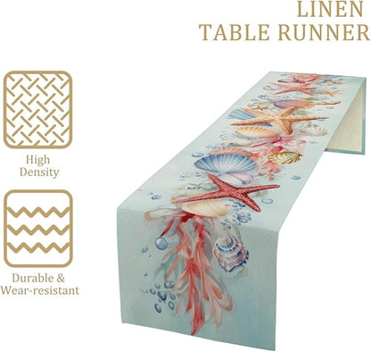 Ocean Starfish Table Runner, Cotton Dining Table Runner, Table Center Decor - Image 2