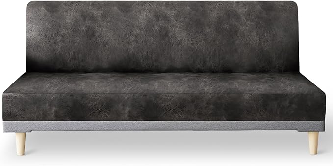 molasofa Leather Like Stretch Futon Slipcover Armless Futon Bed Sofa Cover by Molasofa
